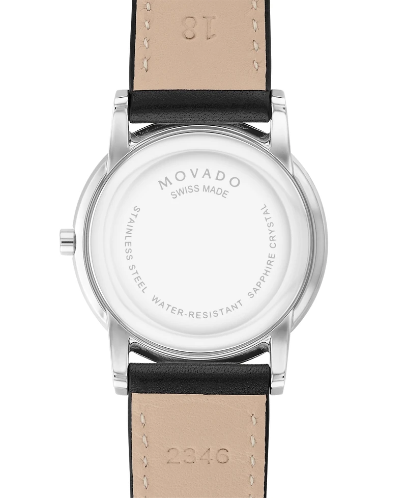 Movado Women's Swiss Museum Classic Black Leather Strap Watch 33mm