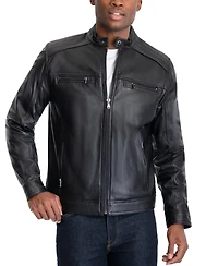 Michael Kors Men's Perforated Leather Moto Jacket, Created for Macy's