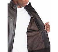 Michael Kors Men's Perforated Faux Leather Moto Jacket, Created for Macy's