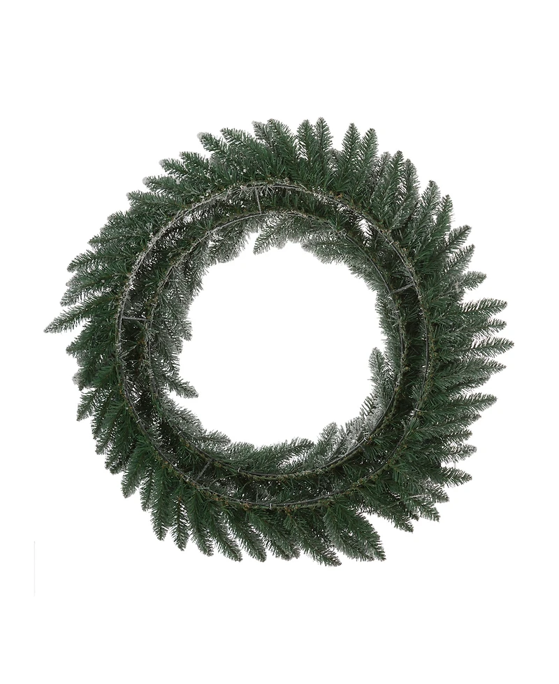Glitzhome Oversized Pre-Lit Snow Flocked Christmas Wreath with 60 Warm White Lights, 36" D