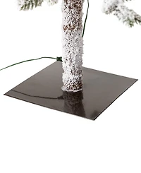 Glitzhome Deluxe Pre-Lit Flocked Pine Artificial Christmas Tree with 300 Warm White Lights, 6'