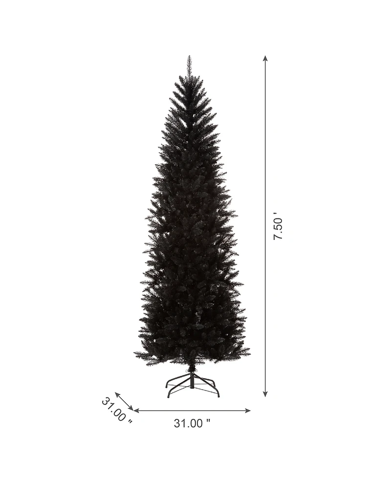 Glitzhome Black Tinsel Artificial Christmas Tree, 7.5'