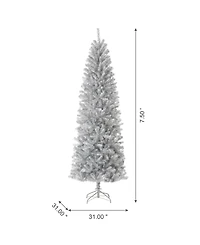 Glitzhome Silver-tone Tinsel Artificial Christmas Tree, 7.5'