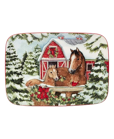 Homestead Christmas Rectangular Platter, 14" x 10"