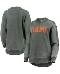 Women's Green Miami Hurricanes Vintage-Like Wash Pullover Sweatshirt