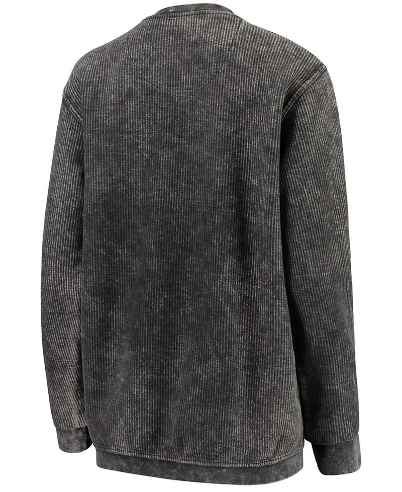 Women's Black Alabama Crimson Tide Comfy Cord Vintage-Like Wash Basic Arch Pullover Sweatshirt
