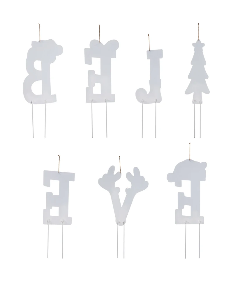 Glitzhome Believe Yard Stake or Wall Decor, Set of 7