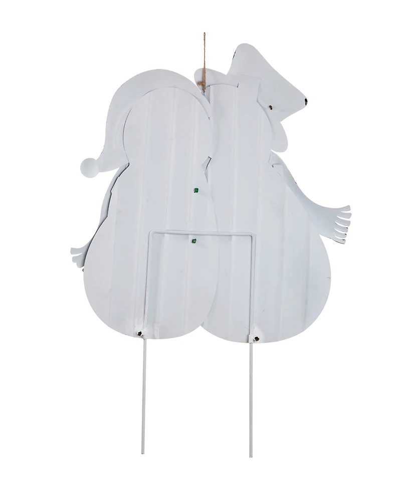 Glitzhome Metal Lovely Snowman Yard Stake or Standing Decor or Wall Decor, 30"