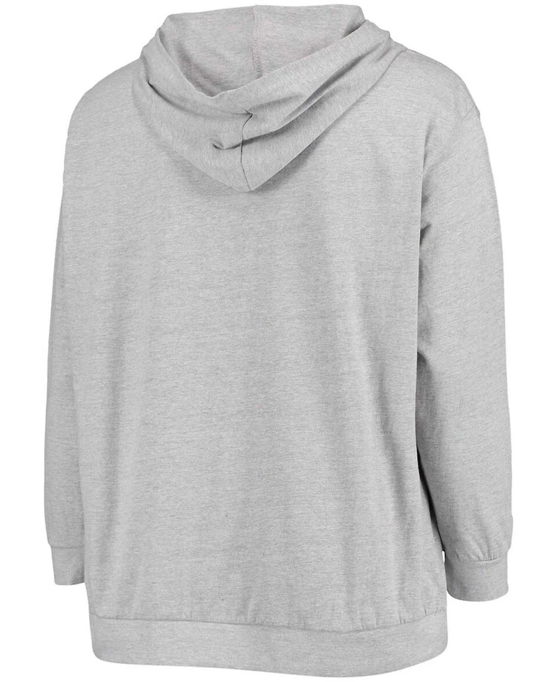 Women's Plus Size Heathered Gray Los Angeles Rams Lace-Up Pullover Hoodie