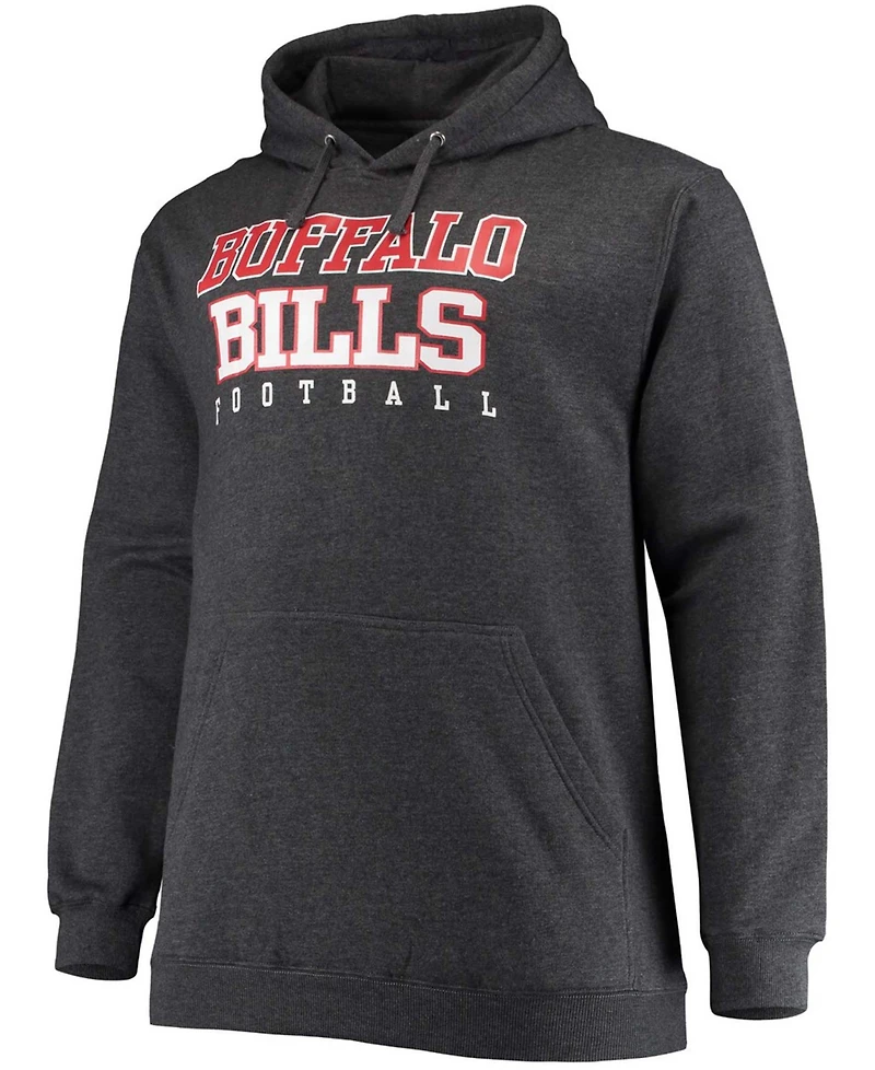 Men's Big and Tall Heathered Charcoal Buffalo Bills Practice Pullover Hoodie