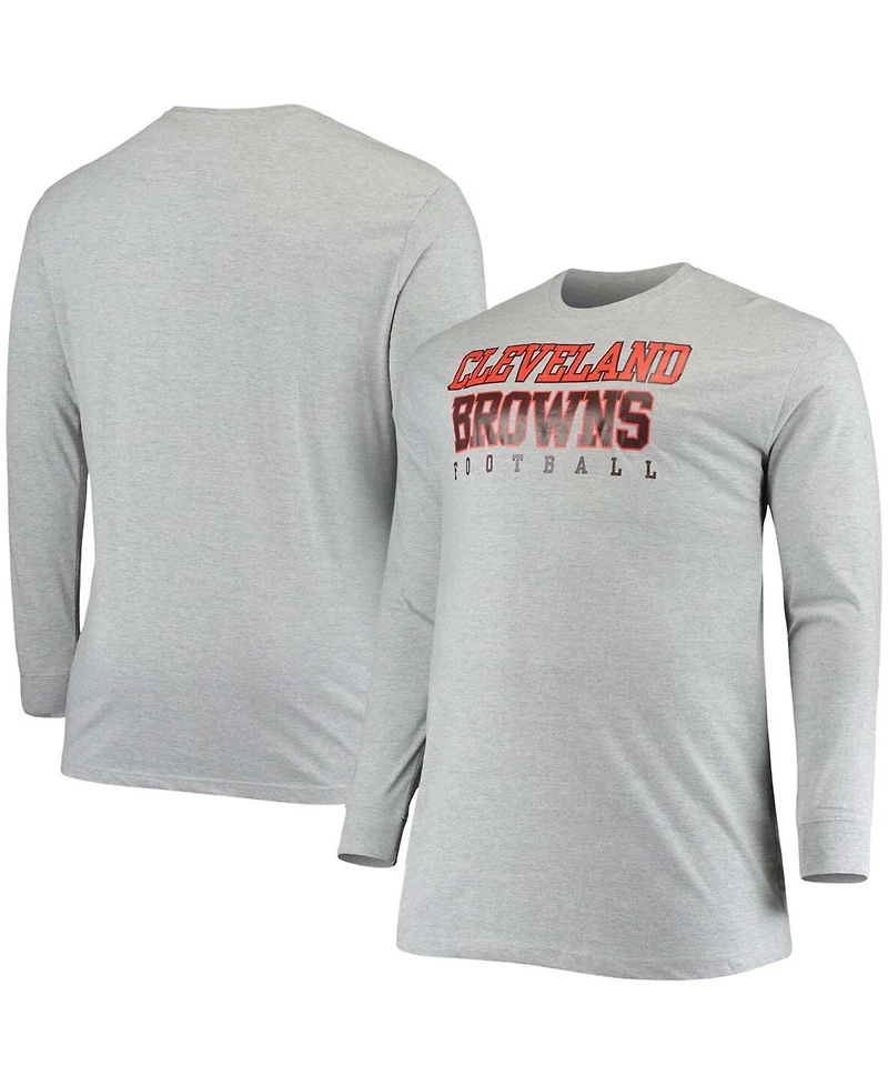 Men's Big and Tall Heathered Gray Cleveland Browns Practice Long Sleeve T-shirt