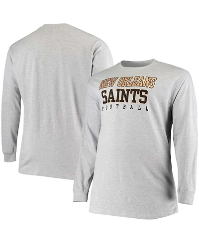 Men's Big and Tall Heathered Gray New Orleans Saints Practice Long Sleeve T-shirt