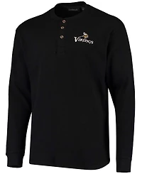 Men's Black Minnesota Vikings Maverick Thermal Henley Long Sleeve T-shirt