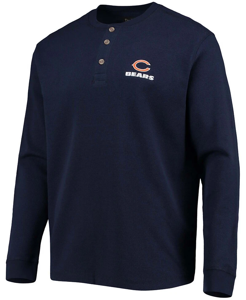 Men's Dunbrooke Navy Chicago Bears Logo Maverick Thermal Henley Long Sleeve T-shirt