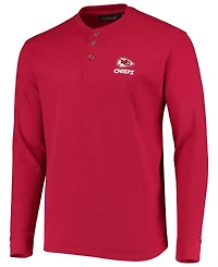 Men's Red Kansas City Chiefs Maverick Thermal Henley Long Sleeve T-shirt