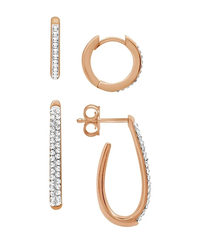 and Now This Silver Plated, Gold Plated or Rose 2pc Hoop Post Earrings Set