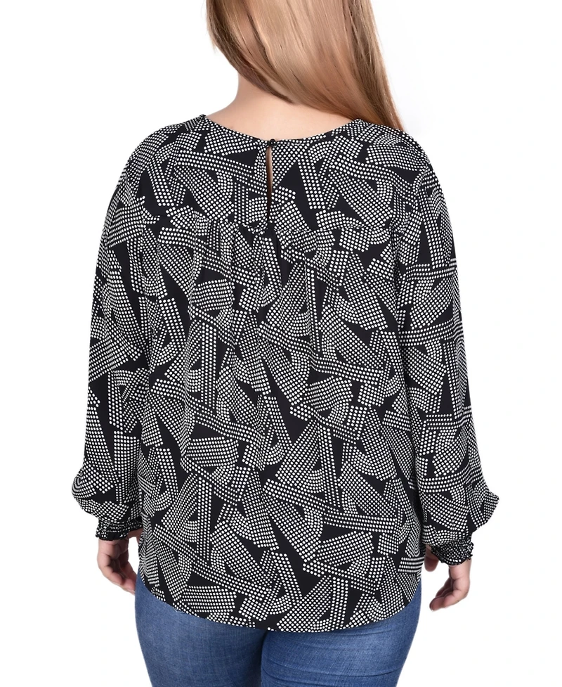 Ny Collection Plus Size Long Sleeve Blouse With Neckline Cutout