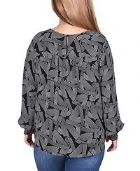 Ny Collection Plus Size Long Sleeve Blouse With Neckline Cutout