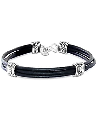 Effy Men's Leather Multi-Cord Statement Bracelet in Sterling Silver