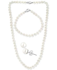 Effy 3-Pc. Set Cultured Freshwater Pearl (6-1/2 mm) Collar Necklace, Bracelet, & Stud Earrings.