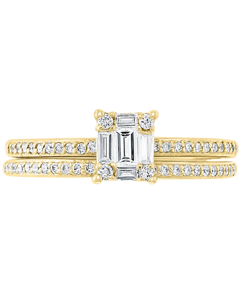 Effy Diamond Baguette Cluster Bridal Set (3/8 ct. t.w.) 14k White or Yellow Gold