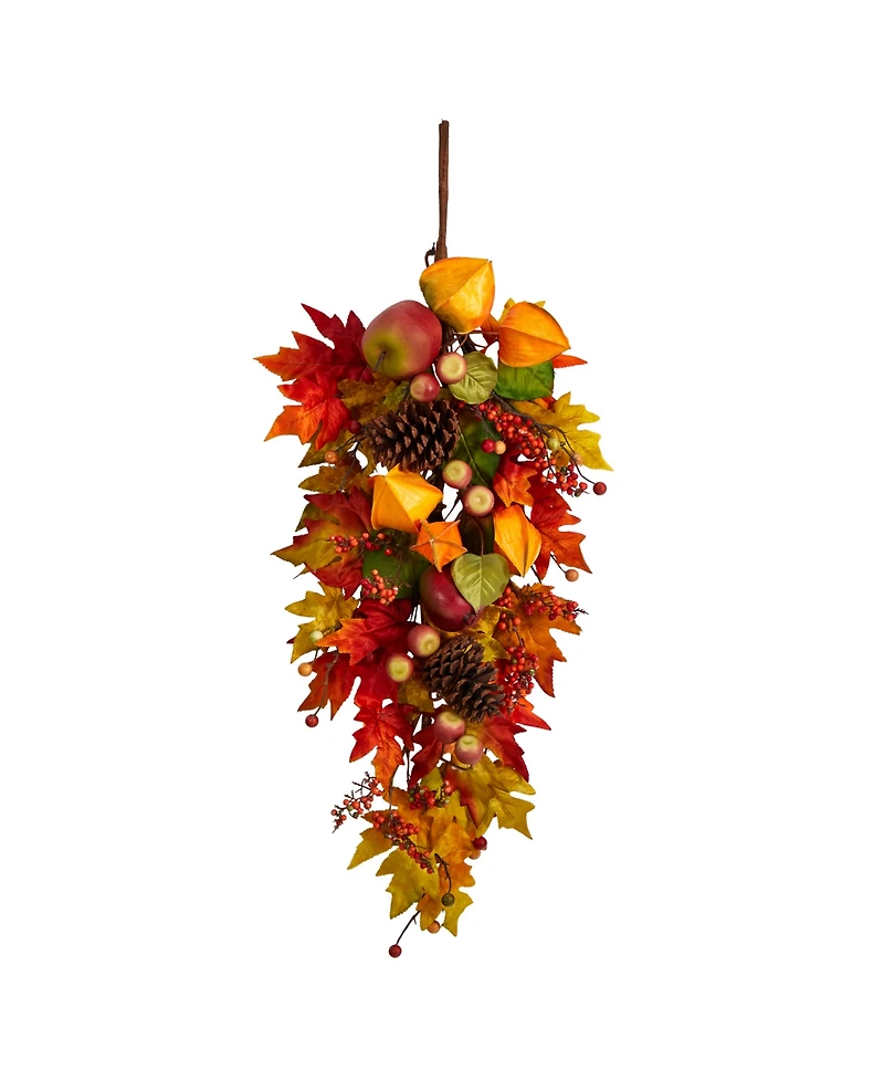 35" Autumn Maple Leaf and Berries Fall Teardrop