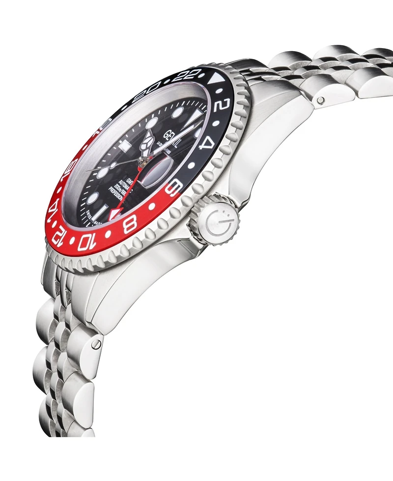 Gevril Men's Wall Street Silver-Tone Ion Plating Swiss Automatic Bracelet Watch 43 mm