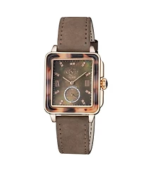 GV2 Women's Bari Tortoise Brown Leather Swiss Quartz Strap Watch 34 mm