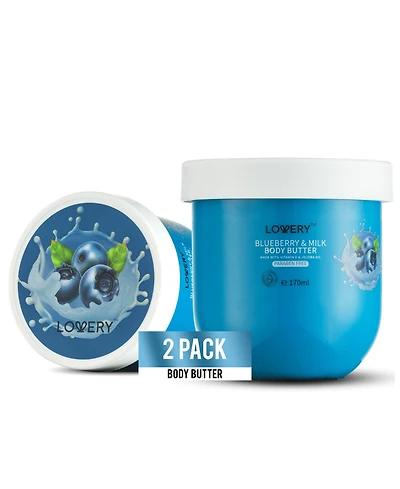 Lovery Blueberry Milk Whipped Body Butter, 2-Pack Body Care Set