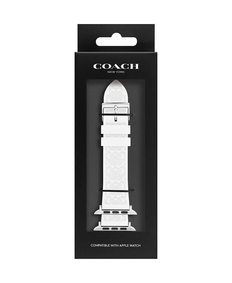 Coach White Silicone Strap 42/44/45mm Apple Watch Band