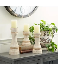 Wood Natural Candle Holder, Set of 3