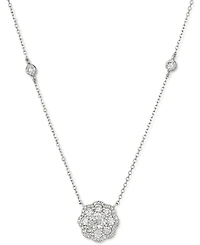 Le Vian Vanilla Diamond Flower Cluster Station 19" Pendant Necklace (1 ct. t.w.) in Platinum