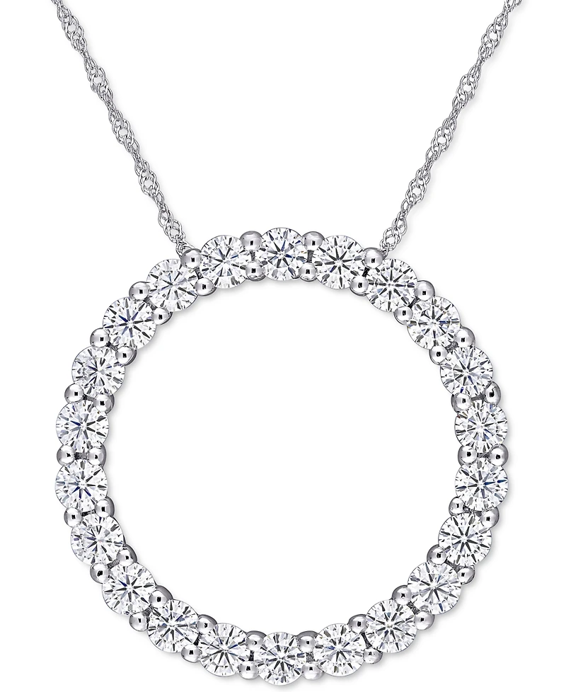 Lab-Grown Moissanite Circle 17" Pendant Necklace (2-1/5 ct. t.w.) in 14k White Gold