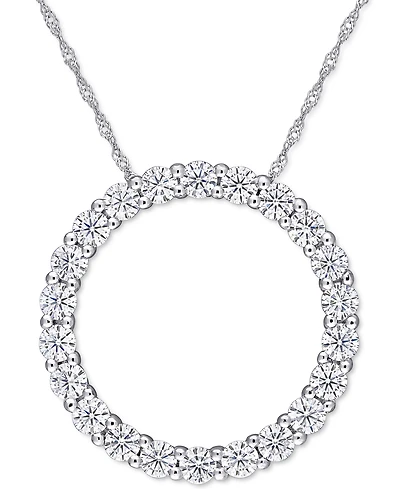 Lab-Grown Moissanite Circle 17" Pendant Necklace (2-1/5 ct. t.w.) in 14k White Gold
