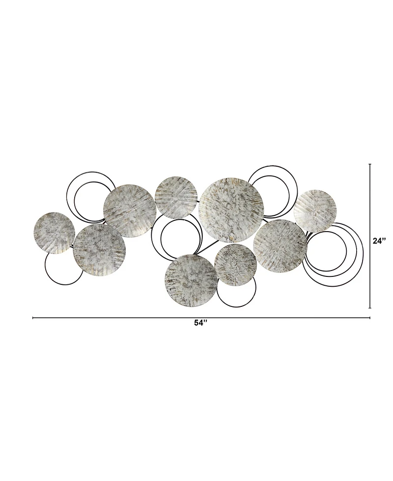 Galvanized Embossed Discs Wall Art Decor, 4.5' x 2'