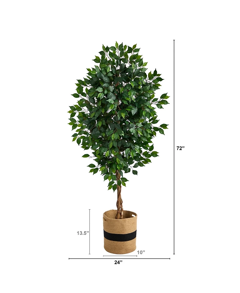 6' Ficus Artificial Tree with Natural Trunk in Planter