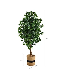 6' Ficus Artificial Tree with Natural Trunk in Planter