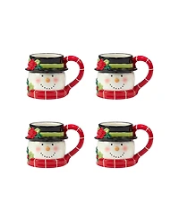 Holiday Magic Snowman 4 Piece 3D Mug Set