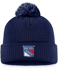 Men's Navy New York Rangers Core Primary Logo Cuffed Knit Hat with Pom