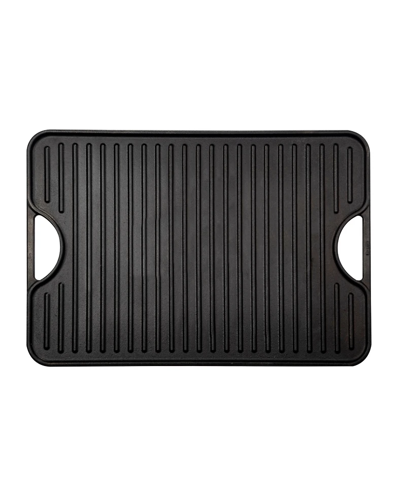 Victoria Large Rectangular Reversible Cast Iron Griddle, Solid, 20" x 14", Seasoned