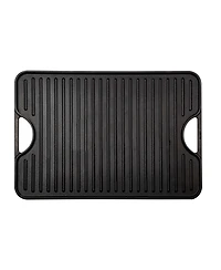 Victoria Large Rectangular Reversible Cast Iron Griddle, Solid, 20" x 14", Seasoned