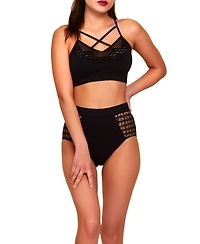 Women's Lilith Seamless Bralette Set with Criss Cross Neck and Matching High Waist Panty