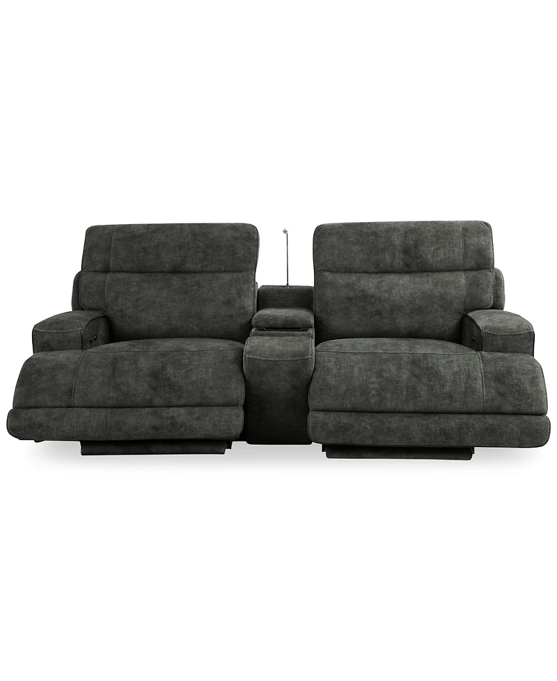 Sebaston 3-Pc. Fabric Sofa with 2 Power Motion Recliners and 1 Usb Console, Created for Macy's
