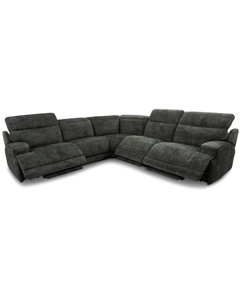 Sebaston 5-Pc. Fabric Sectional with 3 Power Motion Recliners, Created for Macy's