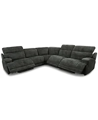 Sebaston 5-Pc. Fabric Sectional with 3 Power Motion Recliners, Created for Macy's