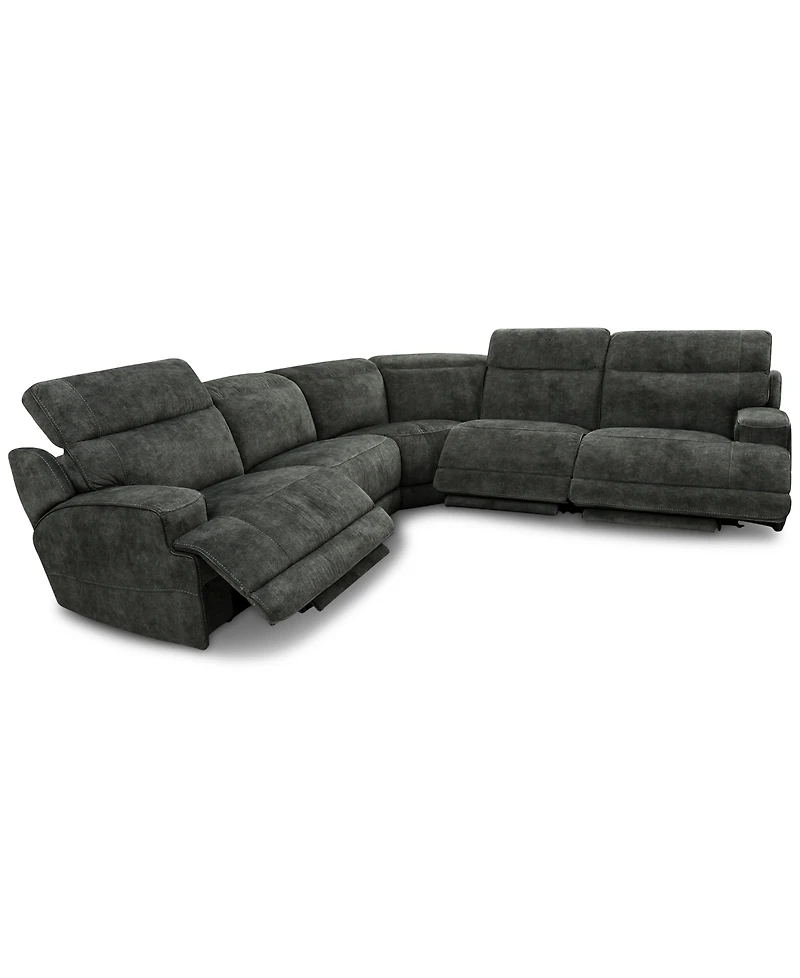 Sebaston 5-Pc. Fabric Sectional with 3 Power Motion Recliners, Created for Macy's