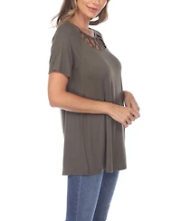 Women's Crisscross Cutout Short Sleeve Top