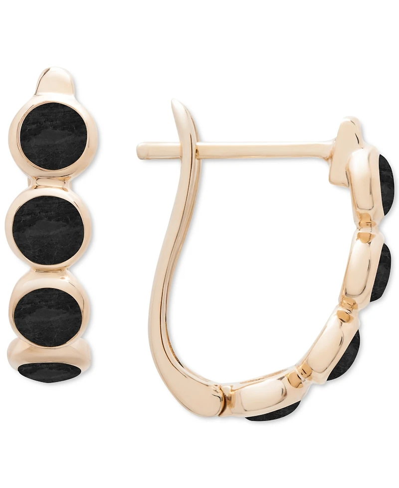 Onyx Leverback Hoop Earrings in 14k Gold-Plated Sterling Silver (Also Dyed Green Jade)