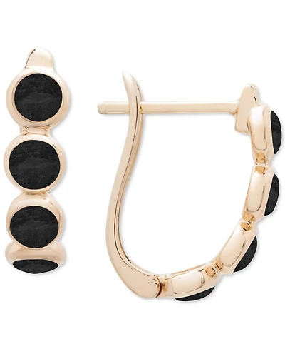 Onyx Leverback Hoop Earrings in 14k Gold-Plated Sterling Silver (Also Dyed Green Jade)