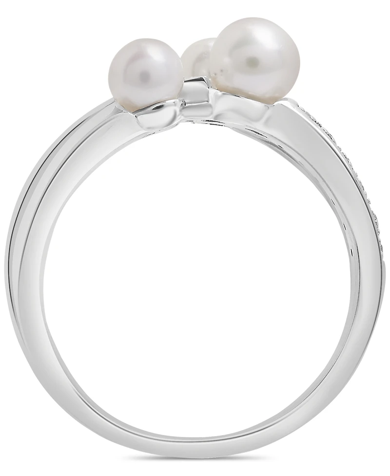 Cultured Freshwater Pearl (4 & 5mm) & Diamond (1/20 ct. tw.) Statement Ring in Sterling Silver